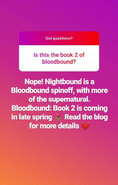 Nightbound is not BB2, is its own series Confirmation