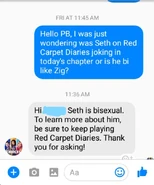 Confirmation of Seth being Bi