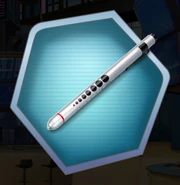 Lucky Pen that unfolds into a gas mask in a premium scene from Ch.9