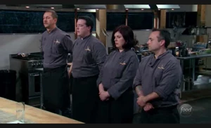 The chefs for the episode. From left to right: Marc, John-Michael, Hannah, and Bradley