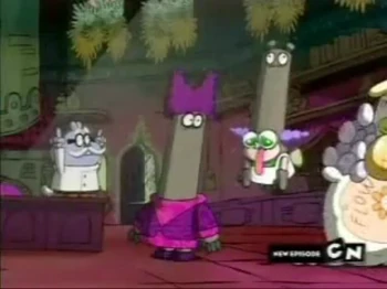 Chowder plays Mung Daal, Shnitzel as Chowder and Truffles as Schnitzel. Their preparing for the Schmenut Blutter Flookies to un-cursed the Mung Daal's bad luck