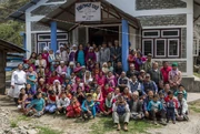 Believers near their church building