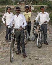 This is a team of national missionaries with their bicycles working in a remote region of Asia.