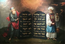 Moses and Aaron with the 10 Commandments 1674
