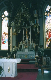 The High Altar at the  Catholic Church, .  Note the free-standing altar in the foreground.