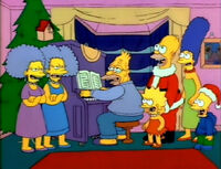 The Simpsons singing "Rudolph the Red-Nosed Reindeer".