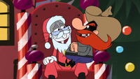 Bugs disguised as a mall Santa.