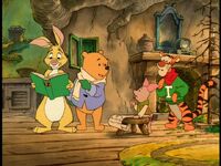 Pooh suggests Rabbit's new gift.