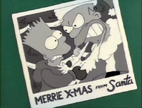 Bart yanks off Homer's beard.