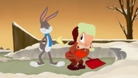 Bugs annoying Elmer in Bugs Bunny's 24-Carrot Holiday Special.