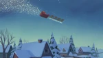 Santa flying over Mouseton