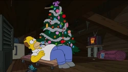 A younger Homer celebrates Christmas on his own in "Manger Things".