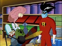 While at Chochkey's, Freakazoid runs into the Lobe.