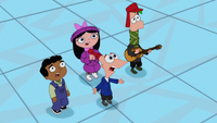 Phineas, Ferb, Isabella and Baljeet singing "Where Did We Go Wrong?"