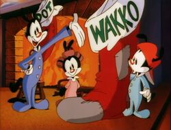 Wakko has a giant Christmas stocking