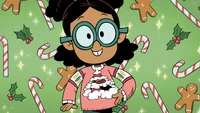 Shelby (as Sweater Santa) wishes the viewers a Merry Christmas at the end of the show.