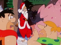Stoney demanding Fred and Barney's money.
