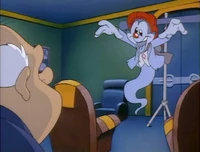 Wakko as the ghost of Christmas Past.