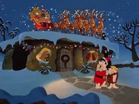 Fred sees Santa's reindeer up on his roof.