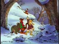 Tigger, Rabbit, and Eeyore confront "Santa".