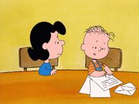 Lucy with Rerun. (I Want a Dog for Christmas, Charlie Brown)