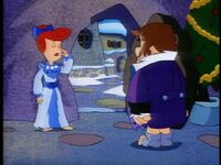 Belle (Wilma) breaks up with Scrooge.