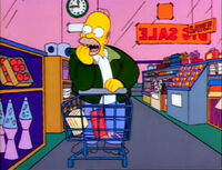 Homer tries shopping for extremely cheap gifts.