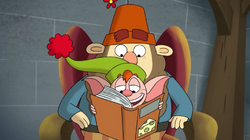 S1e09a Elf reading cheese book