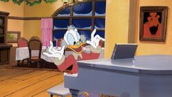 Scrooge at piano