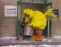 Big Bird and Patty helping Oscar up.