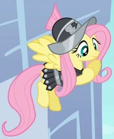 Fluttershy as Private Pansy in "Hearth's Warming Eve"