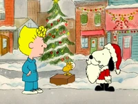 Sally with Snoopy and Woodstock in I Want a Dog for Christmas, Charlie Brown