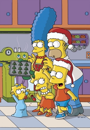 Wallpaper The simpsons, Christmas, Homer, Bart, Lisa, The Simpsons