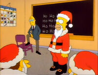 Homer takes a class in being a mall Santa.