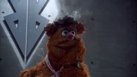 Fozzie burnt from getting through the lasers in It's a Very Merry Muppet Christmas Movie.