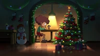 Anne writing her letters to Sasha and Marcy's families.
