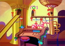 Santa's workshop as it appears in this special (which looks a little too modern for the Stone Age).