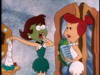 Wilma sees that Garnett has caught the Bedrock Bug...