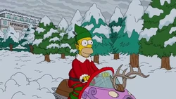 Homer on a snowmobile