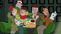 The carolers enjoying the figgy pudding.