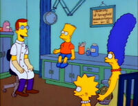 Marge has to pay for Bart's tattoo removal