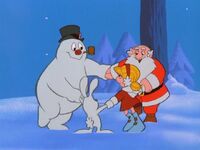 Frosty, Santa, Karen and Hocus celebrate.