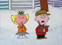 Charlie Brown has to transcribe Sally's letter to Santa
