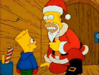 Homer explains his situation to Bart.