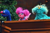 Grover with Abby Cadabby and Rosita in Christmas with the Mormon Tabernacle Choir