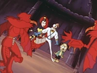 The Zurbs surround the heroes when they arrive to rescue Santa.