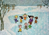 The kids ice skating at the start of the special.