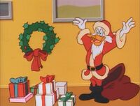 Darkwing dressed as Santa Claus.