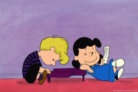 Lucy visiting Schroeder. (Charlie Brown's Christmas Tales)