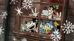 Mickey, Donald and Goofy see snow